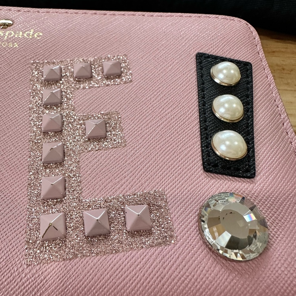 Kate Spade Hartley Lane Initial “E” Lacey Leather Pink Long Wallet NWOT